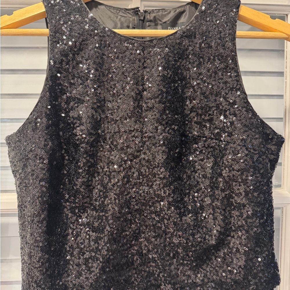 Ivanka Trump Sequin Crop Tank Top